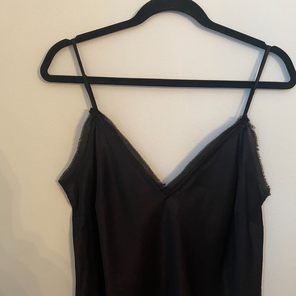 Frame Denim Satin Lounge Tank in Noir Black Size Large - Picture 4 of 7